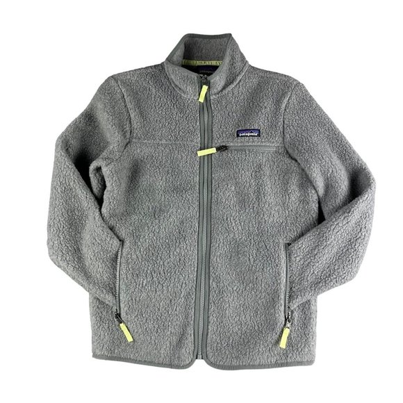 Patagonia Jackets & Blazers - Patagonia Women's Retro Pile Salt Grey Jellyfish Yellow Fleece Jacket Size XS